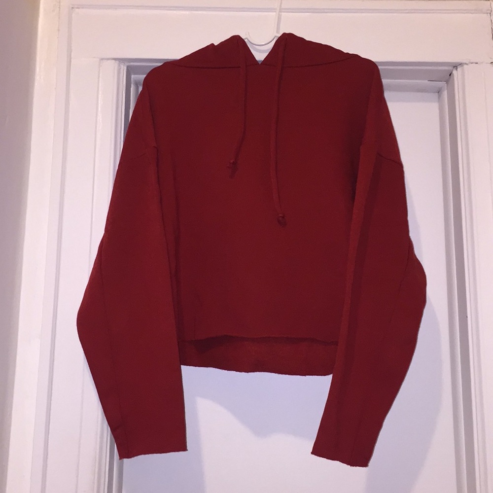 Women’s Red Zara Oversized Cropped Hoodie, Medium